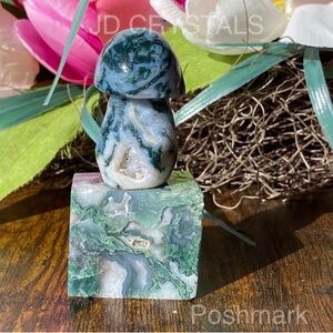 Druzy Moss Agate Mushroom & Freeform